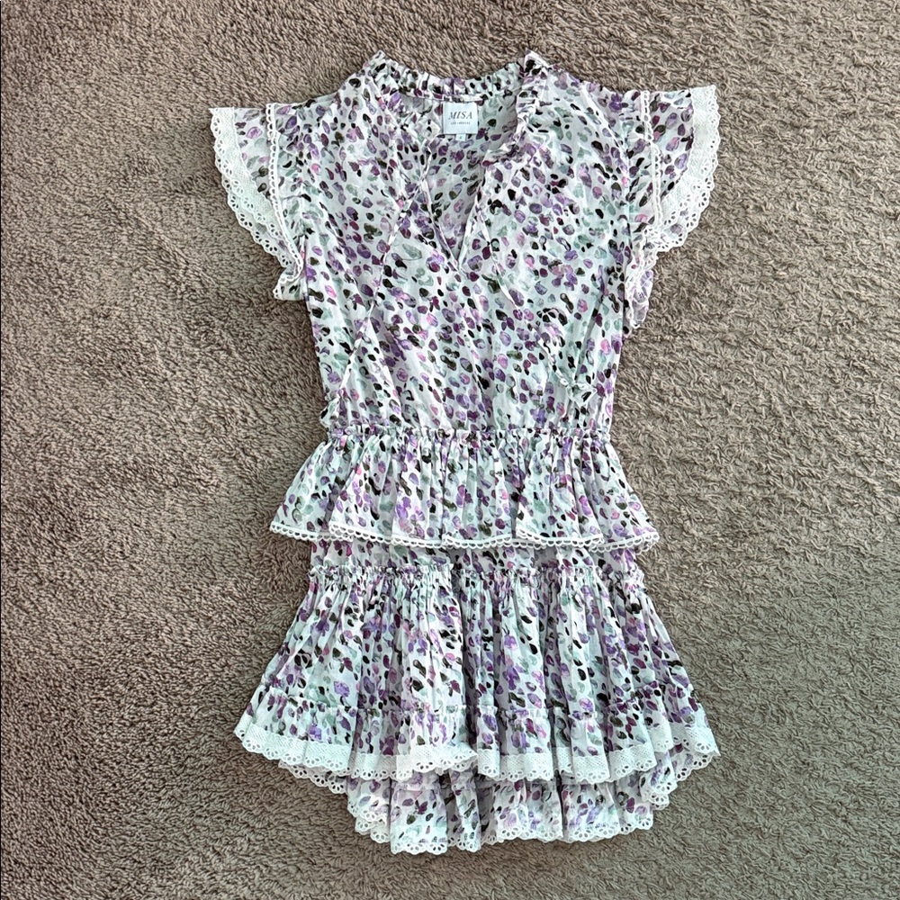 Misa Los Angeles Purple Floral Kids Dress